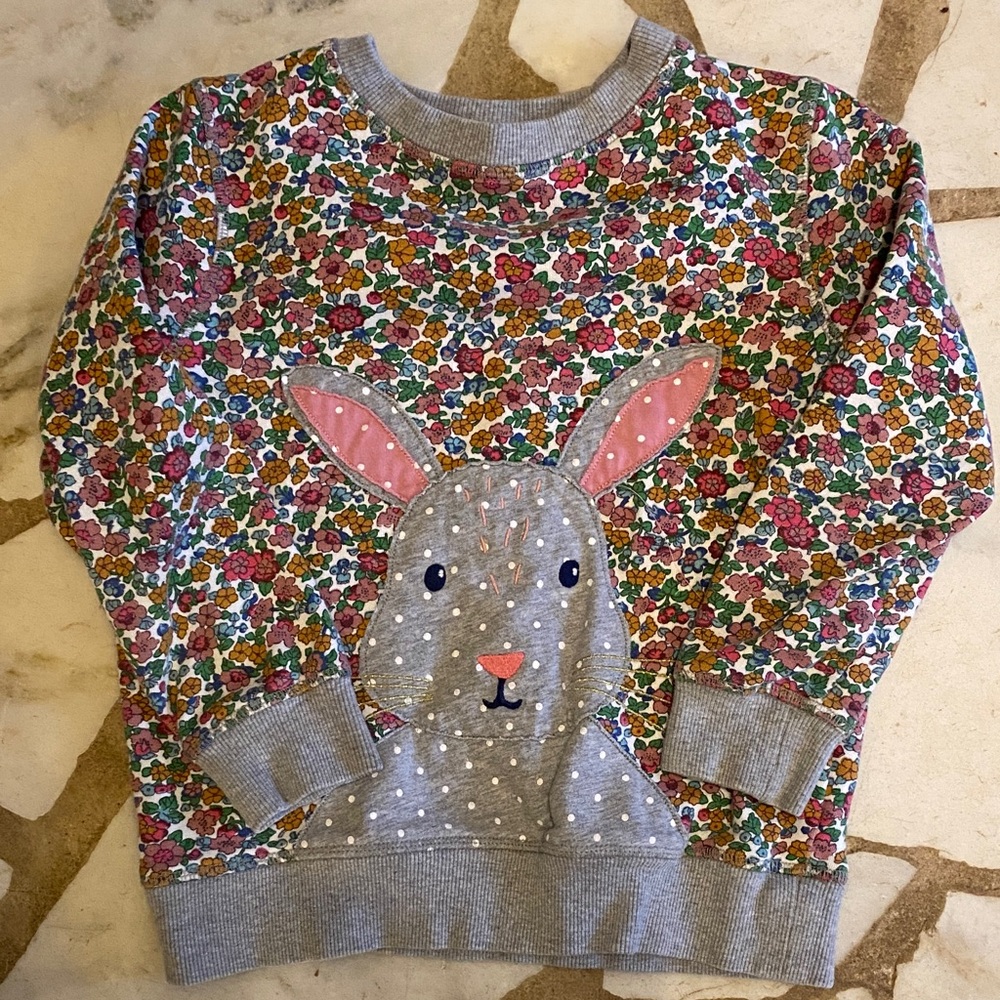 Mini Boden Floral Bunny Sweatshirt